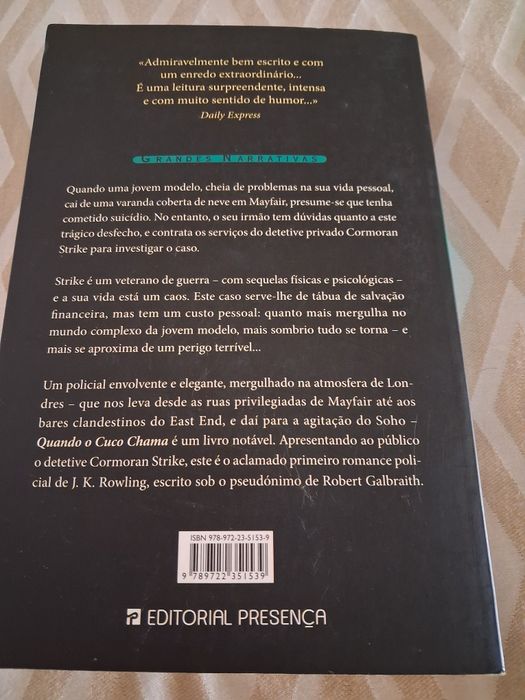 Livro " Quando o Cuco Chama"
Um enredo extraordinário , uma leitura in