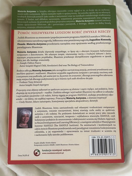 książka Materia autyzmu Judith Bluestone