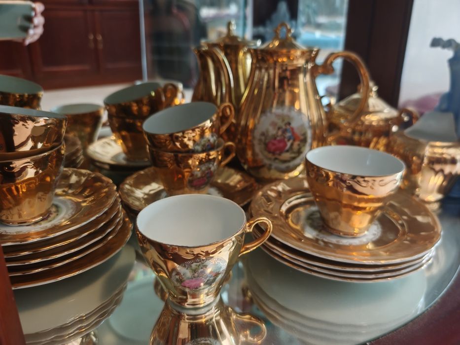 Serviço de Café Vintage Japonês Dourado, 21 peças