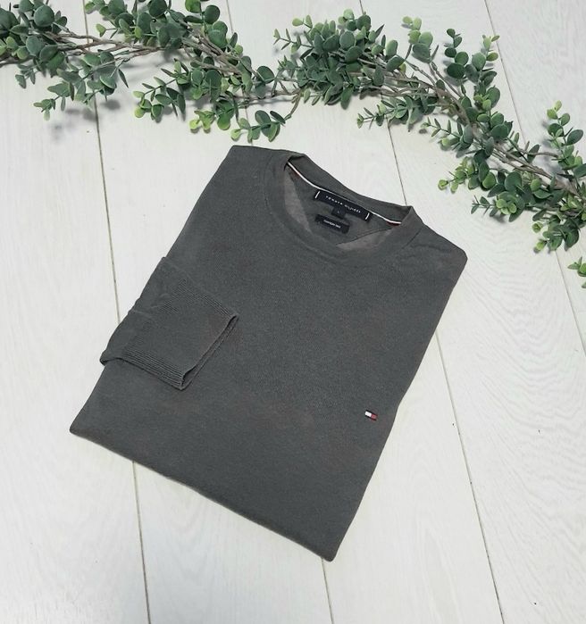 Tommy Hilfiger  Cotton Silk sweter męski, szary  / stalowy,  L.