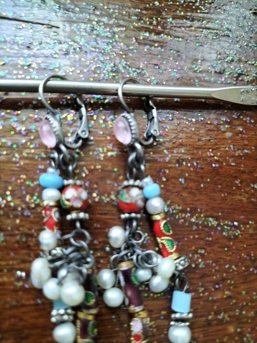 Kolczyki cloisonne- styl boho