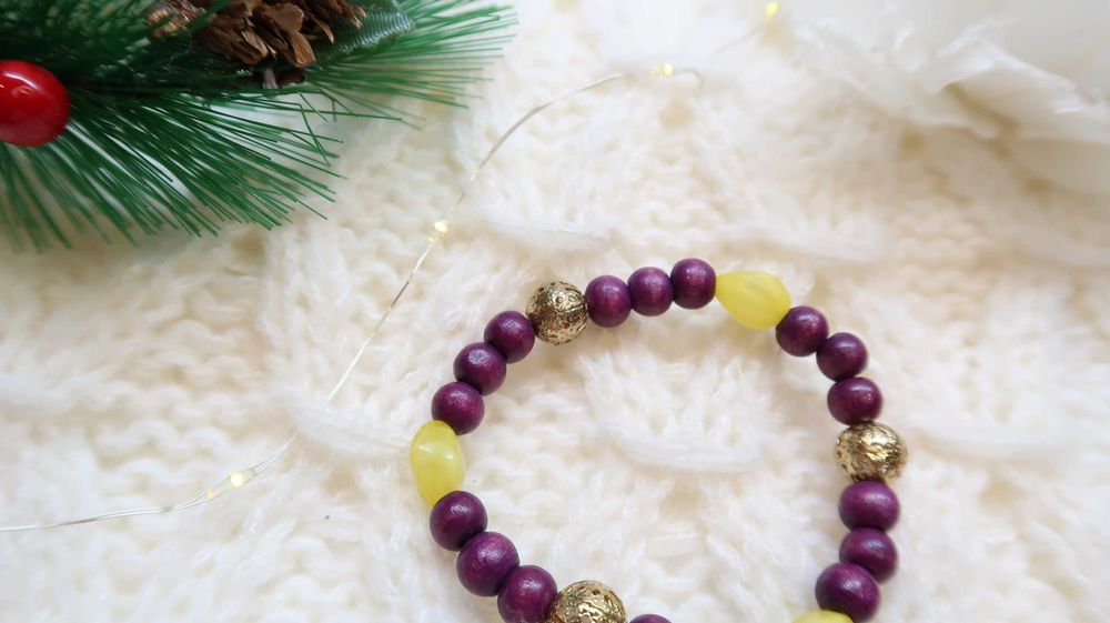 Bransoletka indie indyjska drewniane koraliki klasyczna drewno 23