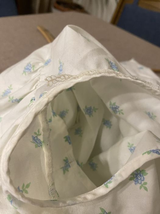 Koszula nocna biała real vintage retro niebieskie kwiatki L