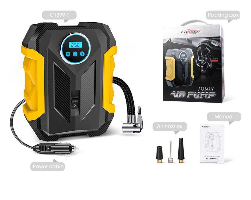 Compressor ar encher pneus bicicleta carro mota bola 12v isqueiro NOVO