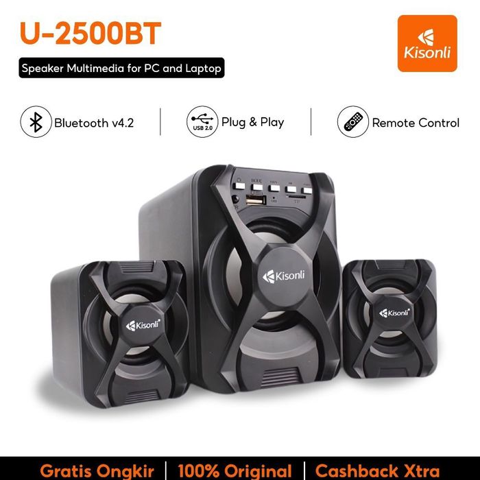 Потужна акустика 2.1 Kisonli з Bluetooth, пультом, підсвіткою — НОВА