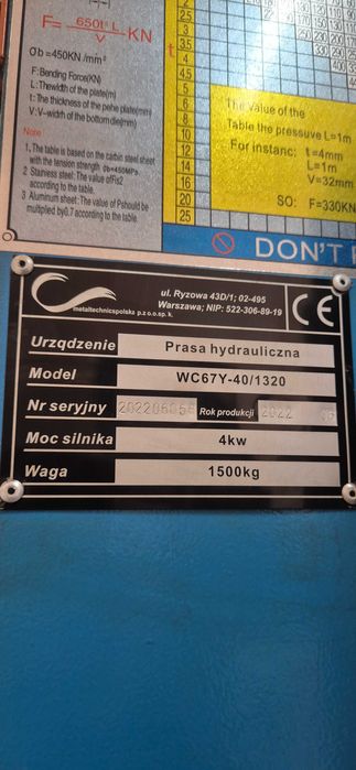 Prasa krawędziowa  WC67Y-40/1320
