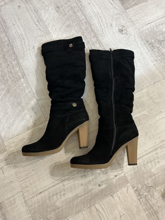 Сапоги жіночі замшеві