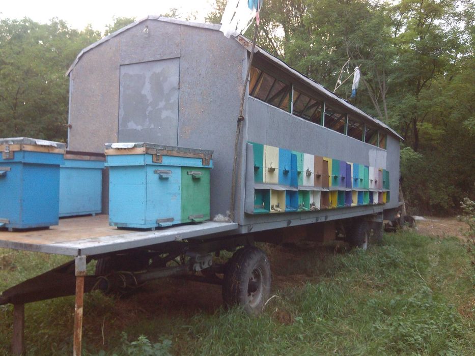 Причіп-павільйон для бджіл на 34 сім’ї, утеплений + медогонка
