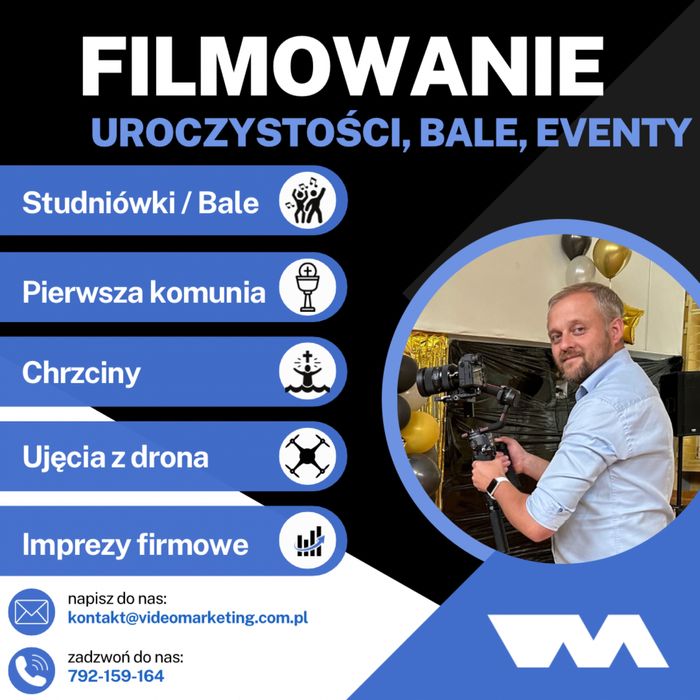 Kamerzysta, filmowanie, nagrywanie i montaż (film , Video, Dron)