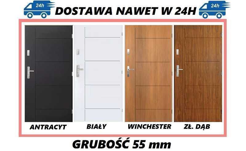 Drzwi zewnętrzne pełne POLSKIE 80, 90 model "SWING" SZYBKA DOSTAWA