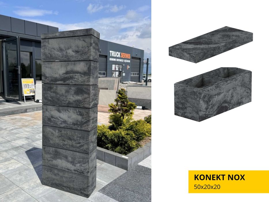 Pustak ogrodzeniowy 50x20x20 ogrodzenie KONEKT bloczek NOX