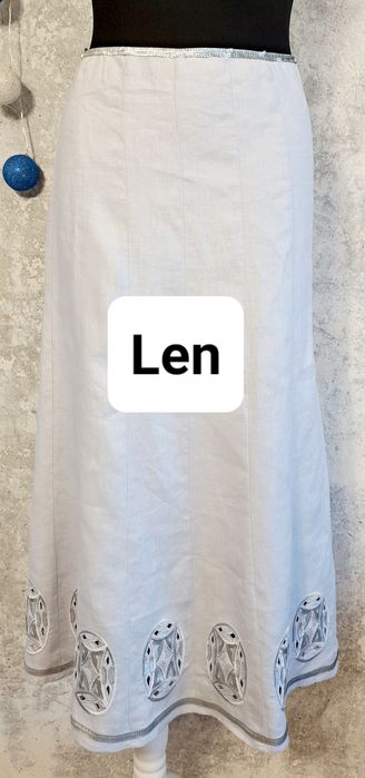 Lniana efektowna spódnica rozmiar 38