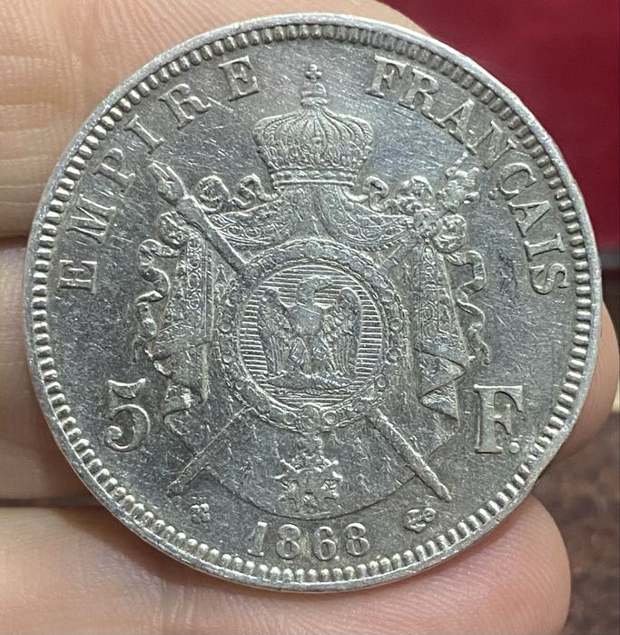 Moeda 1702 - Franca 5 Francos 1868 Prata