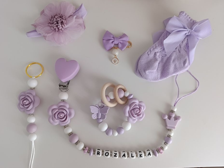 Zawieszka do smoczka gryzaczka prezent babyshower narodziny chrzest