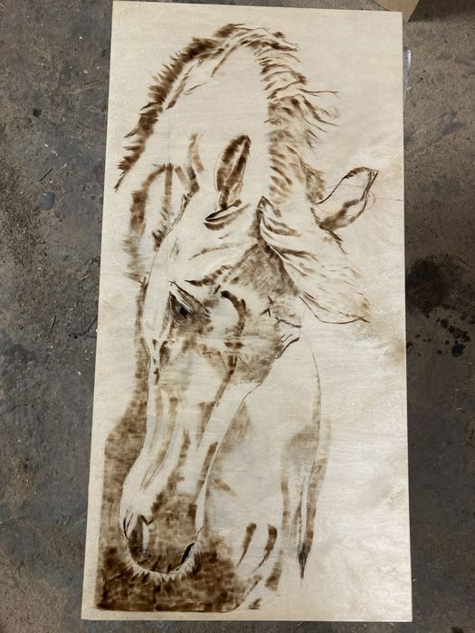 Obraz Koń wypalany ręcznie pirografem na sklejce 4mm 30x60cm