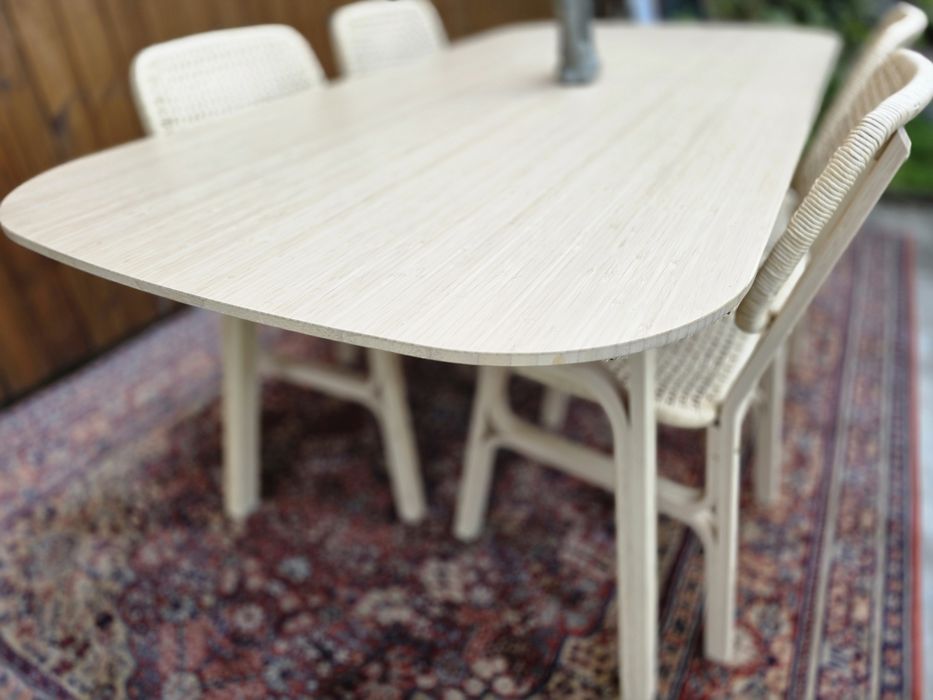 VOXLÖV bambusowy jasny stół  + 4 krzesła Ikea #2139 Stylowy Węgrow
Stó