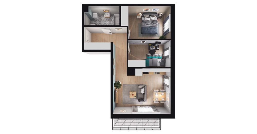 3-pokojowe mieszkanie 52m2 + balkon