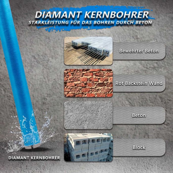 Алмазне свердло HBKEEN з лазерним зварюванням,UNC,62 мм,довжина 450 мм