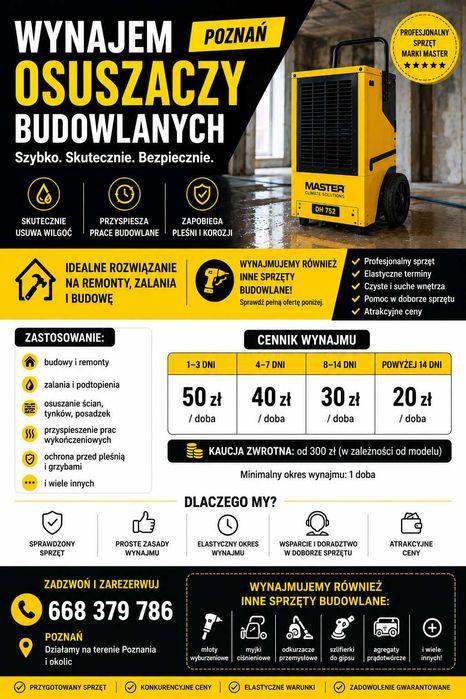 wynajem osuszaczy i sprzetu budowlanego