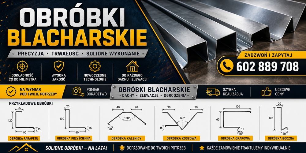 Obróbki blacharskie I parapety,listwy typu J