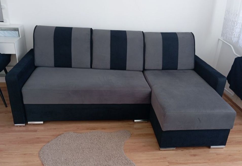 Kanapa narożna czarno szara