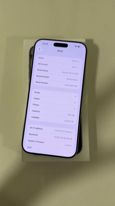Apple iPhone 16 Pro Max 256GB 92% "cinza" + caixa original, cabo, capa e fatura