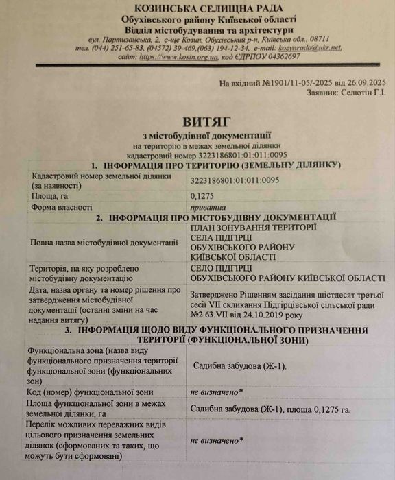 Продаж земельної ділянки в с. Підгірці