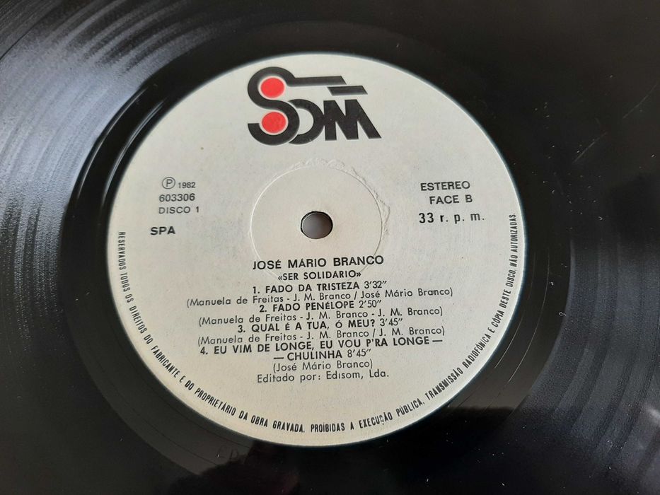 José Mário Branco - Ser Solidário - Portugal - 2 x Vinil LP