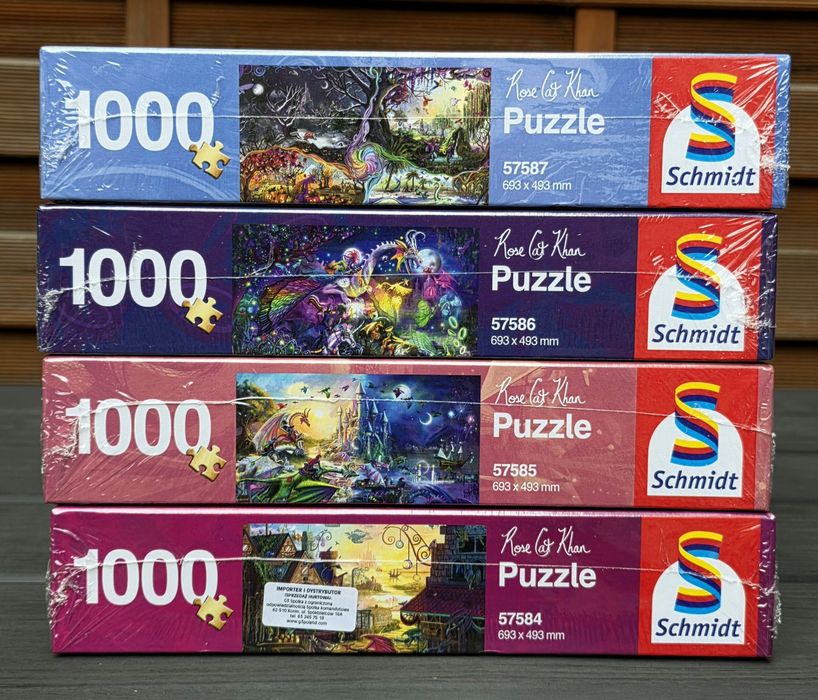 Puzzle 4x 1000 Schmidt NOWE w folii Rose Cat Khan