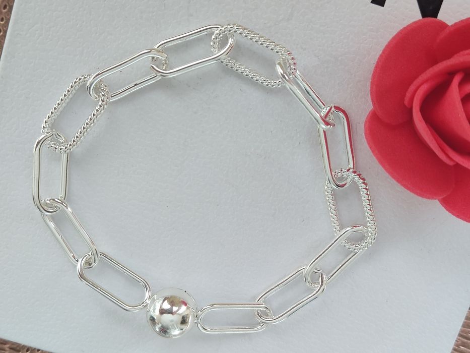 Bransoletka przeplatane ogniwa wężowy splot 18 cm