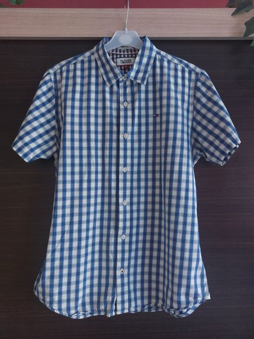 Męska koszula w kratkę Hilfiger Denim Tommy Hilfiger Rozmiar M krótki rękaw