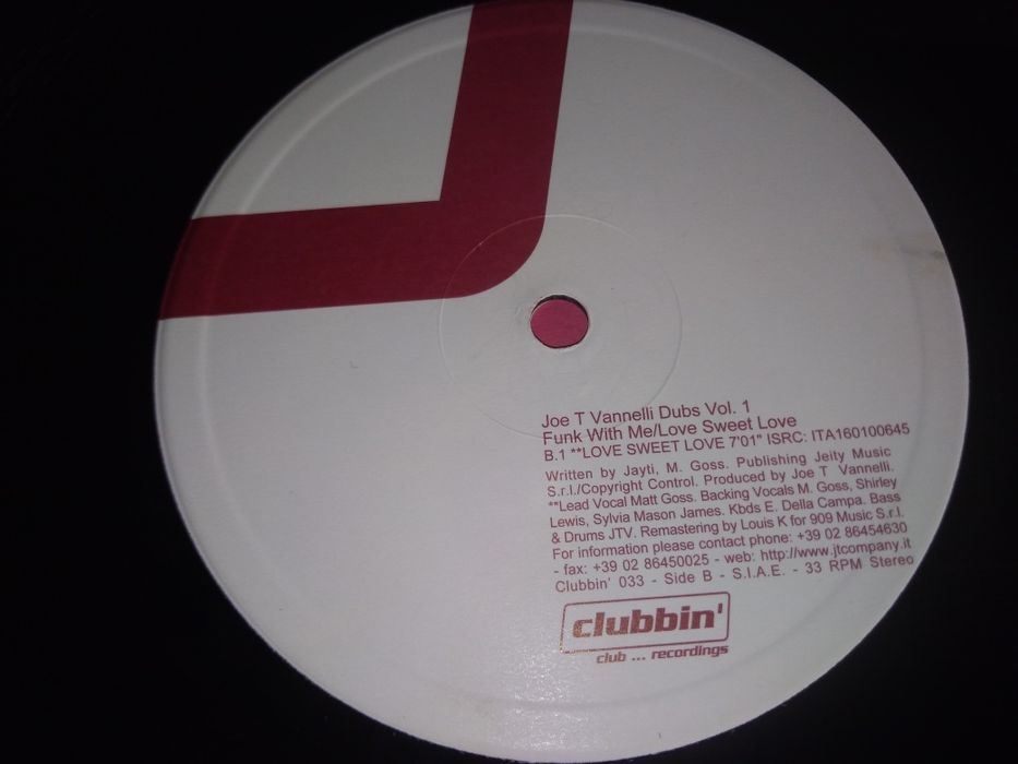 Joe T. Vannelli – Dubs Vol. 1 (Funk With Me / Love Sweet Love) 2002