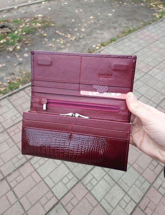 Гаманець жіночий Balisa шкіряний кошелек женский кожаный лаковый бордо