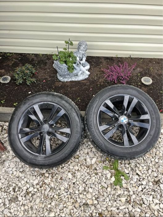 Felgi z oponami zimowymi BMW R16 Czarny Połysk | 5x120 | Continental / Uniroyal