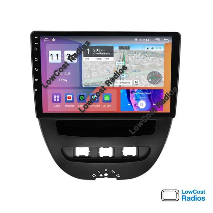 Auto Rádio GPS 10" ANDROID 15 | TOYOTA AYGO, PEUGEOT 107, CITROEN C1  | CARPLAY • ANDROID AUTO
