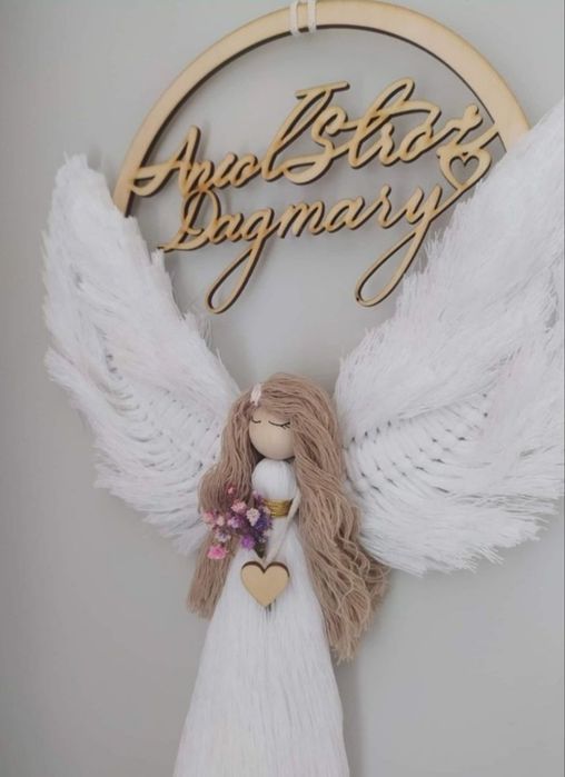 Aniol stróż, makrama, komunia, chrzest