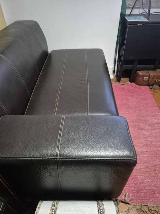 Sofá de pele kramfors ikea couro castanho escuro