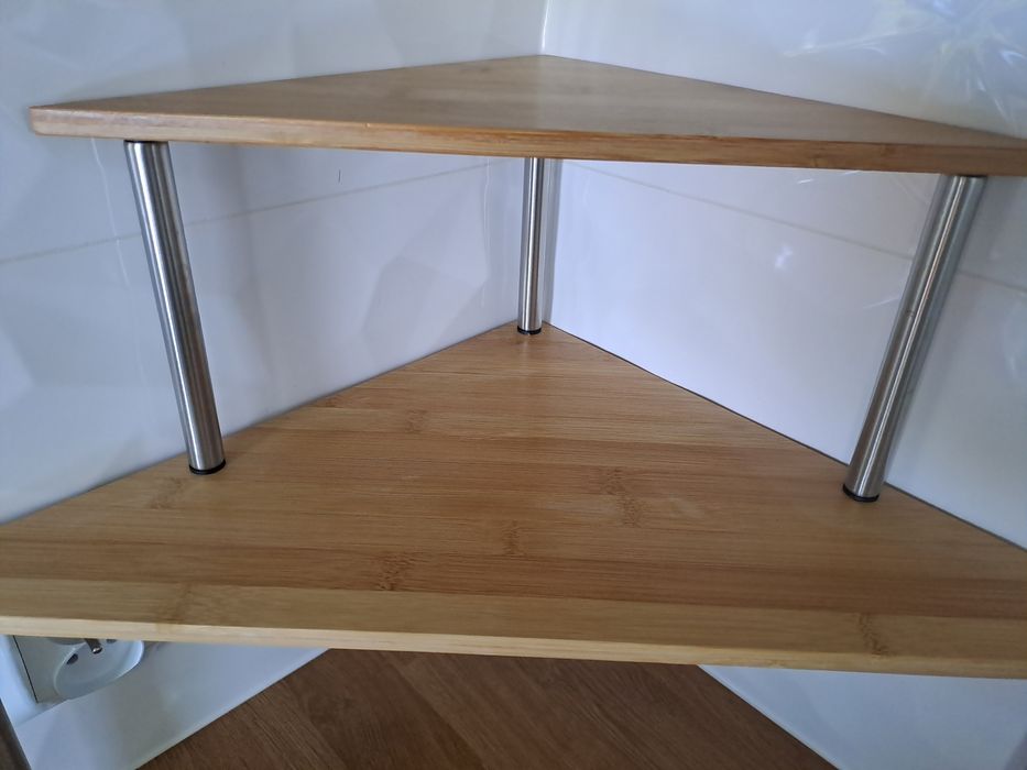 Półeczka narożna dwupoziomowa bambusowa