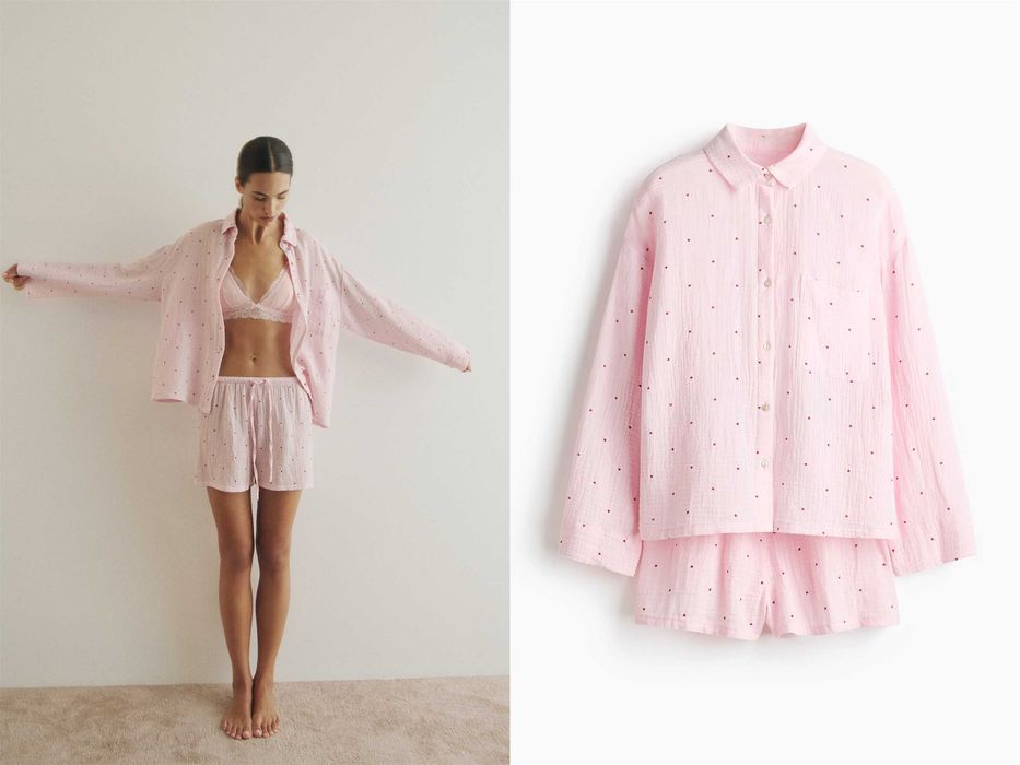 Piżama Koszula z szortami M nowa Kolekcja różowa muślinowa PROMOCJA