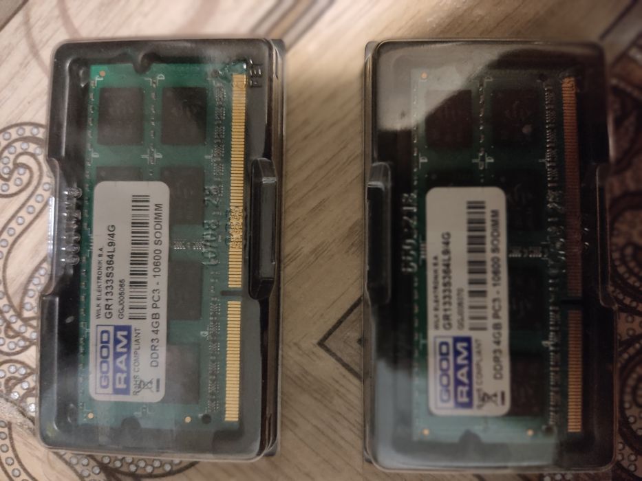 ОЗУ для ноутбука soDimm ddr 3 на 8gb 2х4gb