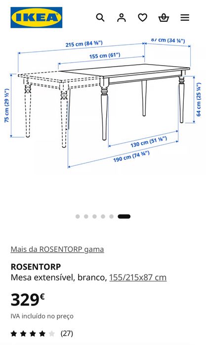 Mesa extensível branco IKEA