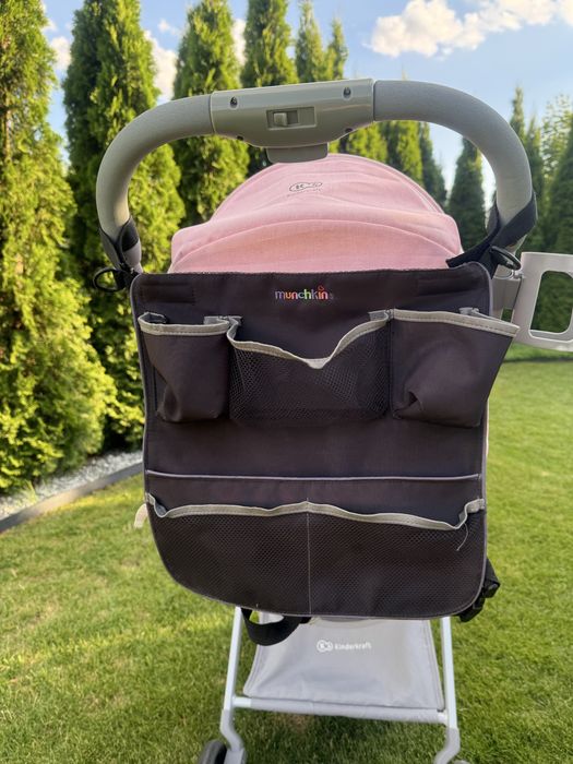 Lekki Wózek spacerówka Kinderkraft Pilot różowy zestaw