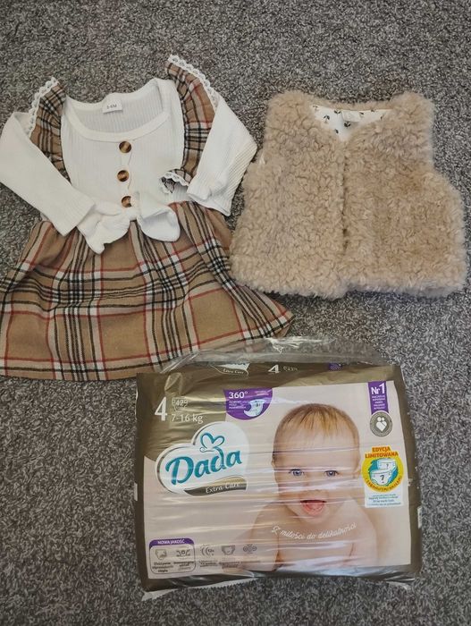 Sukienka i kamizelka dla dziewczynki w rozmiarze 68/74