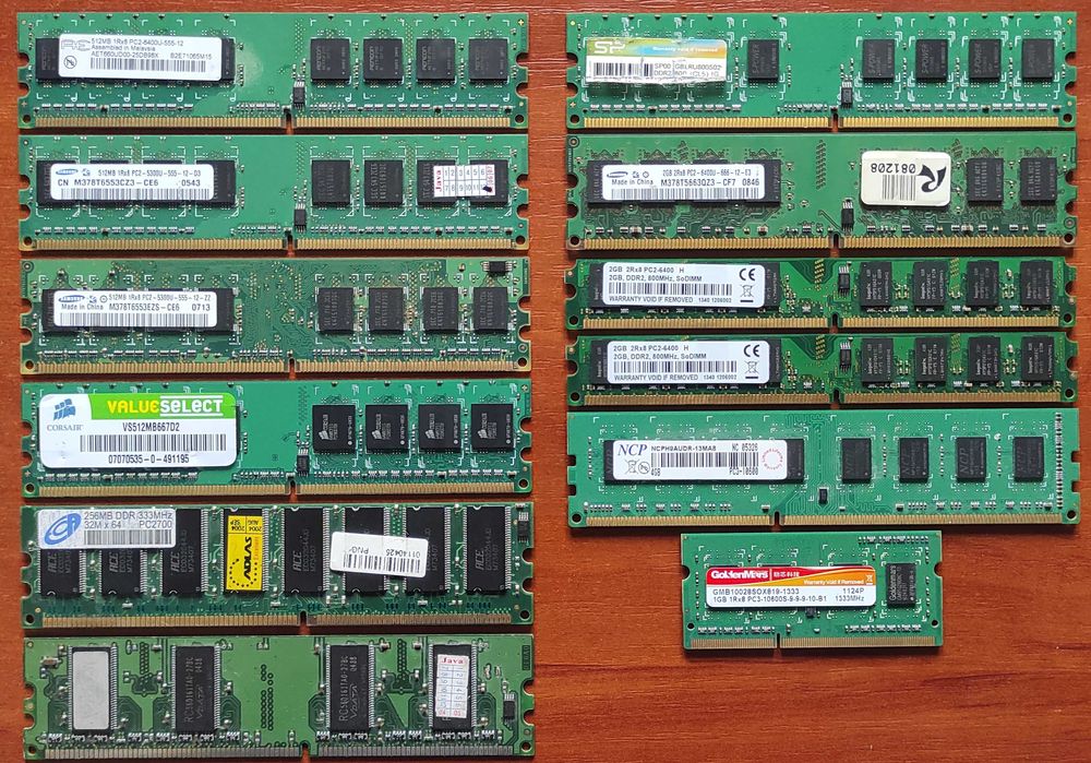 Оперативная память DDR2-512/1/2Gb, DDR-128/256Mb, DDR3-1/4Gb