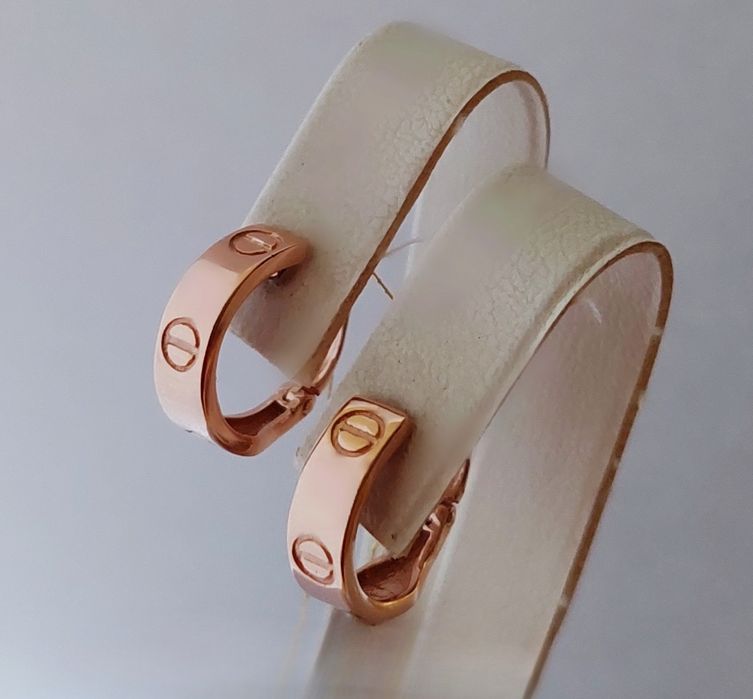 Золоті сережки "Love" в стилі відомого бренду Картьє 585 проба нові