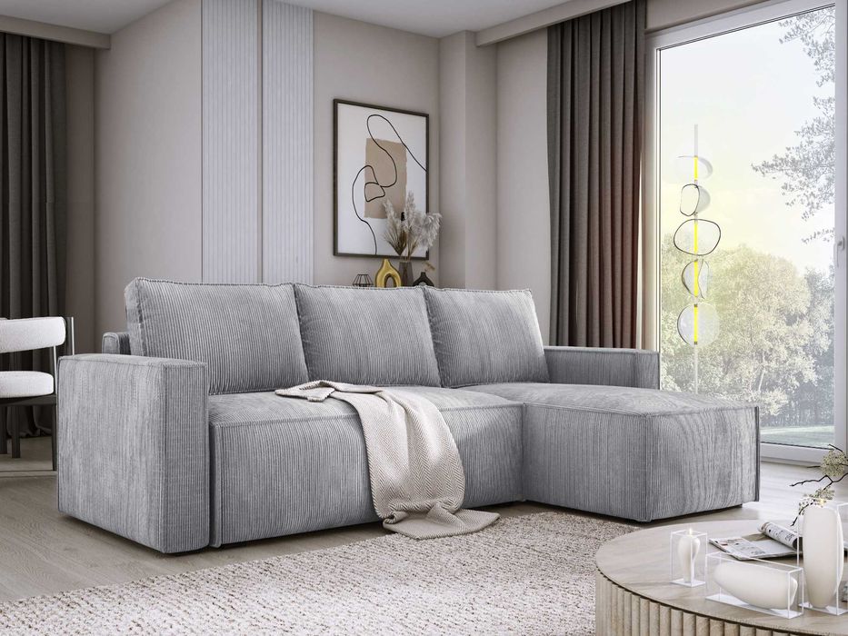 Sztruksowy narożnik KENZO z pojemnikiem i funkcją spania! HIT!