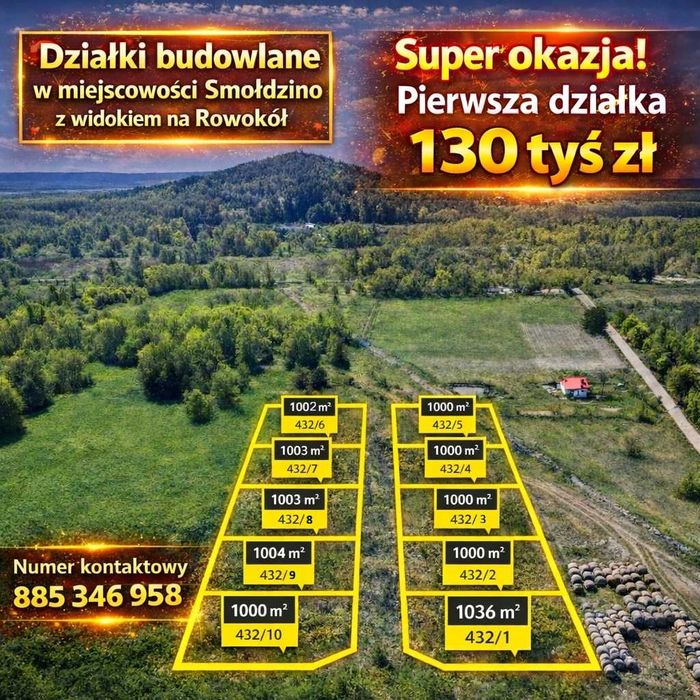 DZIAŁKI BUDOWLANE  w Smołdzinie z widokiem na Rowokół