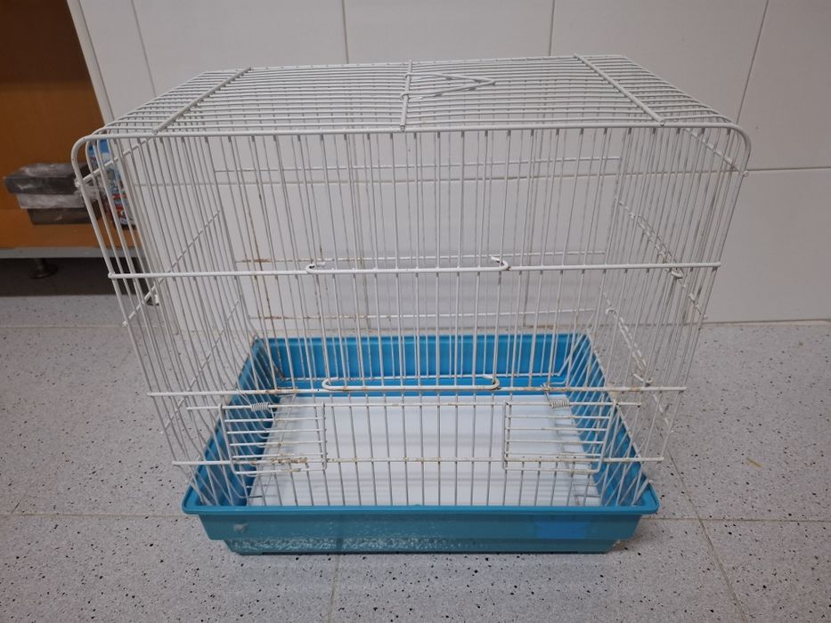 Gaiola para pássaros meio viveiro.