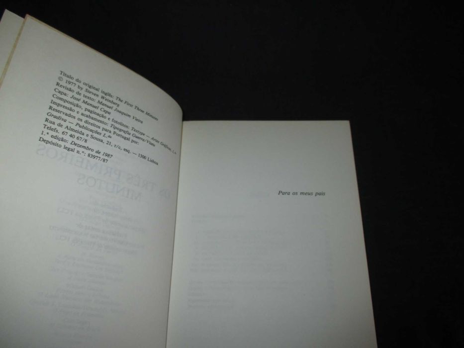 Livro Os Três Primeiros Minutos Steven Weinberg