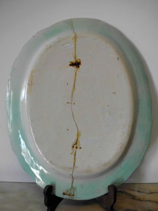 grande lindo antigo prato oval - travessa em faiança portuguesa